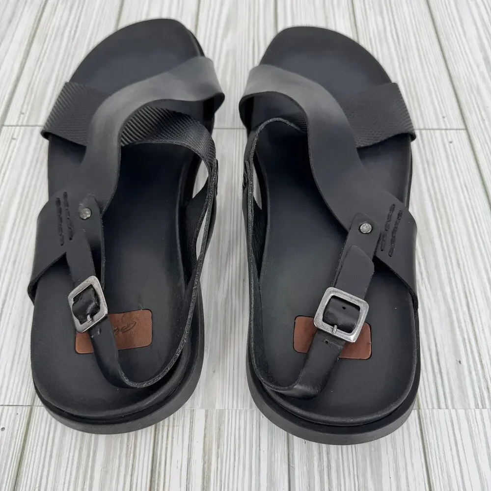 Gino Cherruti sandals men's 10 slingback cross strap black leather comfort